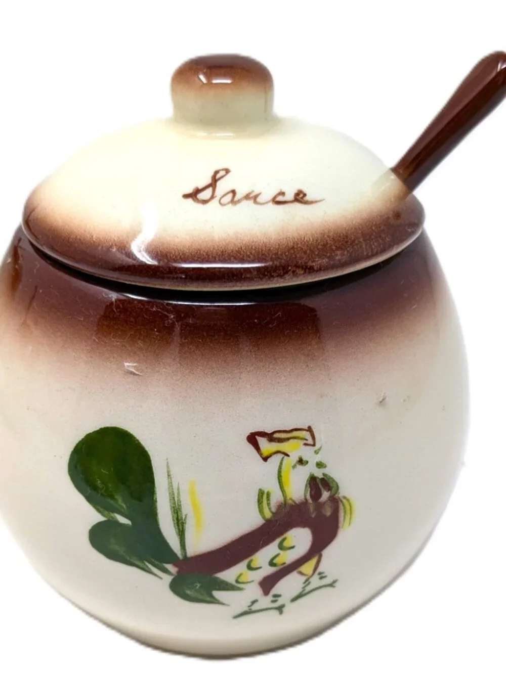 Brock of California CHANTICLEER Rooster condiment Jars Set of 3 VTG 50s